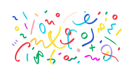 Colorful abstract doodles on a white background shapes lines