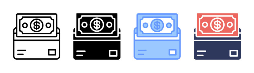 Saving Account Icon Set Multiple Style Collection