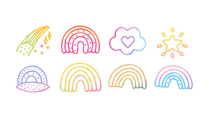 Colorful rainbow and star doodles stars cloud