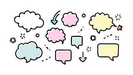 Comic Speech Bubbles Pastel Colors comic style thought bubbles