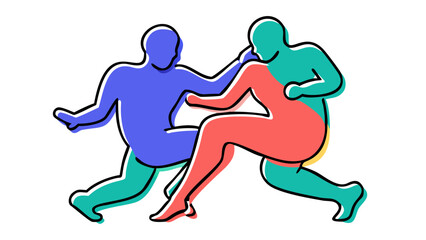 Couples dancing in abstract style illustration people