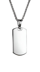 Fototapeta premium Silver dog tag pendant necklace with chain isolated on transparent background.