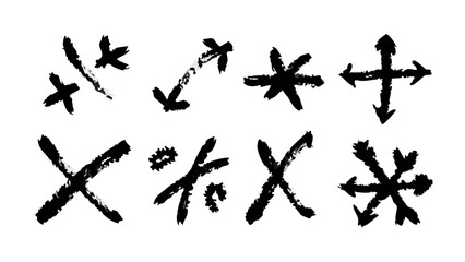 Grunge Brush Style Arrows with Transparent Background scribble graphic