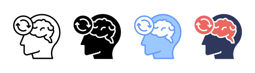 Positive Thinking Icon Set Multiple Style Collection