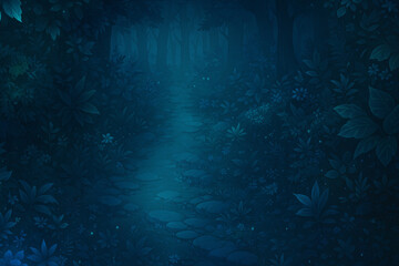 Mystical Blue Misty Forest Path 