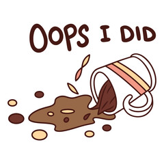 Spilled coffee cup with brown liquid splash drops