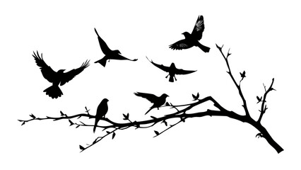 Minimalist black silhouette of a soaring bird flying