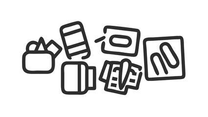 Office supplies and stationery arranged together paper clips notepad