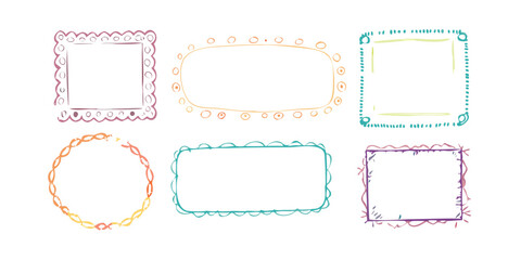 Pastel doodle frames with playful designs borders doodles