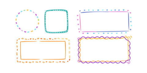 Pastel doodle frames with playful shapes pastel colors decorative
