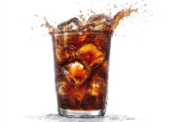 A glass of cola with ice, splashing (2)