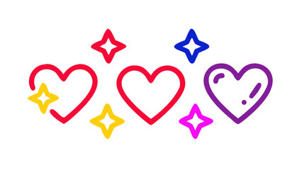Playful hearts and stars in bright colors vector