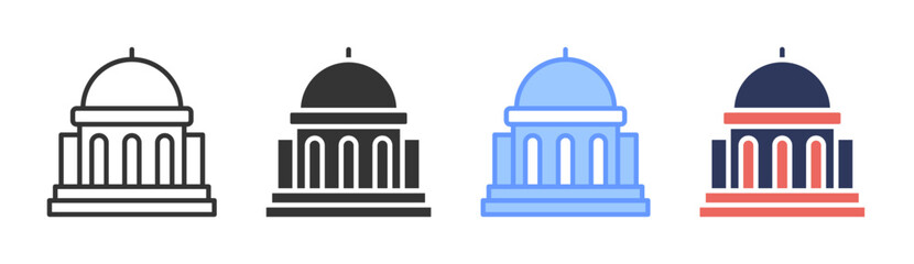 Government Building Icon Set Multiple Style Collection