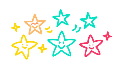 Obraz premium Playful smiling stars in vibrant colors yellow