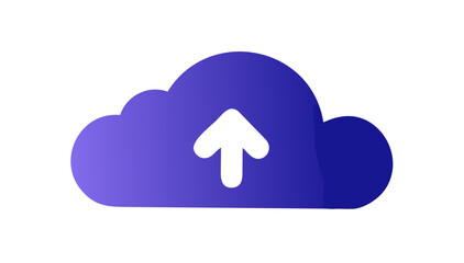 Purple cloud with upward arrow upload technology