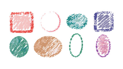 Textured crayon and chalk shapes in pastel colors vector