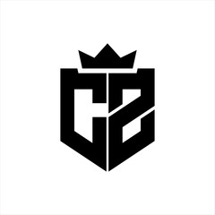 CZ Vector image of a shield with a sharp geometric style and a pointed crown