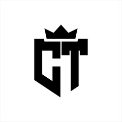 CT Vector image of a shield with a sharp geometric style and a pointed crown