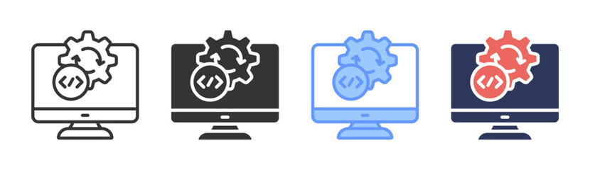 Continuous Integration Icon Set Multiple Style Collection