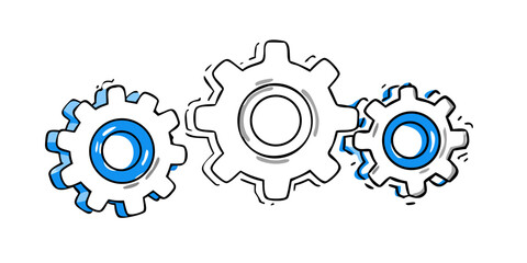 Blue gears with grey accents mechanical industrial