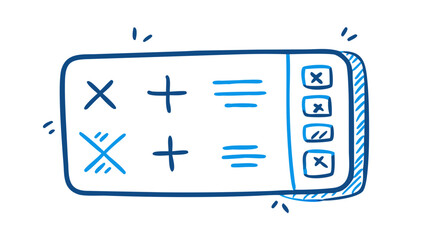 Blue doodle checklist with crosses and lines vector