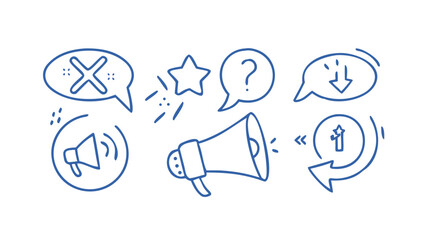 Blue doodle icons for communication and ideas speech bubble