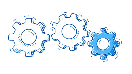 Blue gears interlocked interlocking mechanical