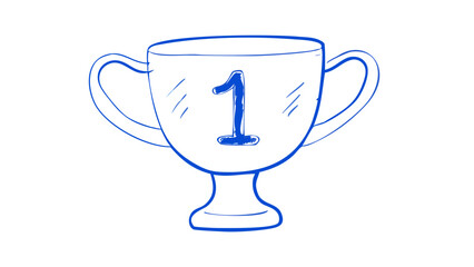 Blue trophy with number one award winner