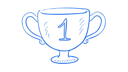 Blue trophy with number one award first place