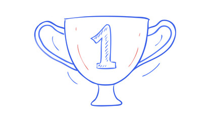 Blue trophy with number one award first place