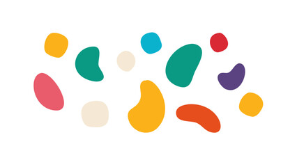 Colorful abstract organic shapes blobs scattered