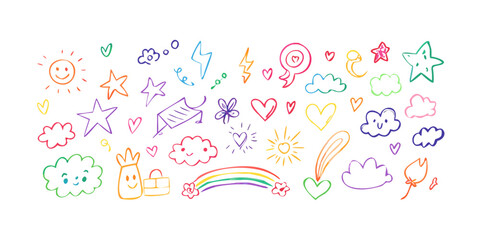 Colorful doodle icons rainbow stars