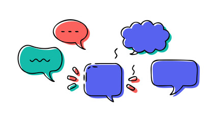 Colorful doodle speech bubbles communication conversation