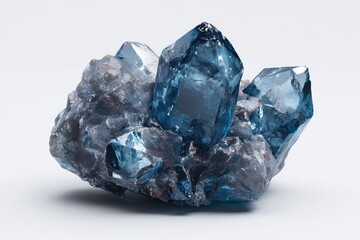 Obraz premium Azure crystal cluster on light gray backdrop