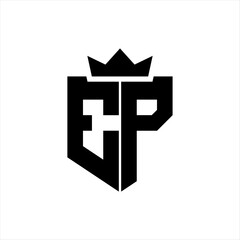 EP Vector image of a shield with a sharp geometric style and a pointed crown