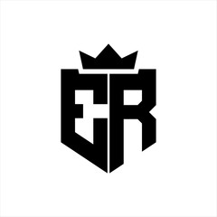 Obraz premium ER Vector image of a shield with a sharp geometric style and a pointed crown