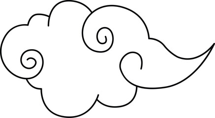Traditional Japanese Style Cloud Swirls and Pointed Tail