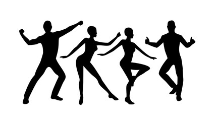 Couple dancing gracefully dancers silhouette