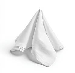 Folded white cloth napkin against white background