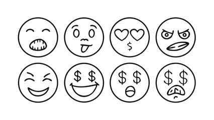 Expressive Emoji Faces Collection doodle icons