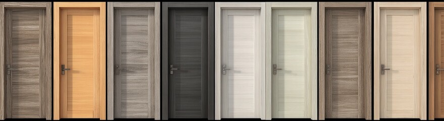 Variety of interior doors in a range of colors and woodgrain patterns