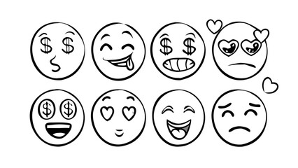 Hand Drawn Emoji Faces illustration emotions