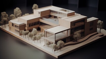 Architectural model of a modern building complex