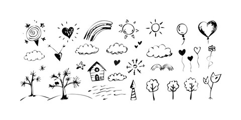 Hand Drawn Nature and Weather Icons doodle
