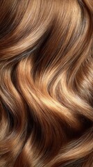 Fototapeta premium Wavy brown hair texture, close-up studio shot, beauty, haircare product background