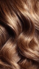 Naklejka premium Wavy brown hair close-up, studio shot, beauty, care