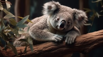 Fototapeta premium Close-up of a koala resting on a branch
