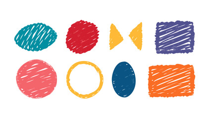 Vibrant hand drawn textured shapes abstract background