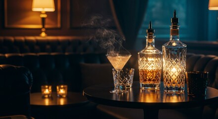 Golden light from crystal chandeliers and candles illuminates the dark church interior during a Christmas celebration