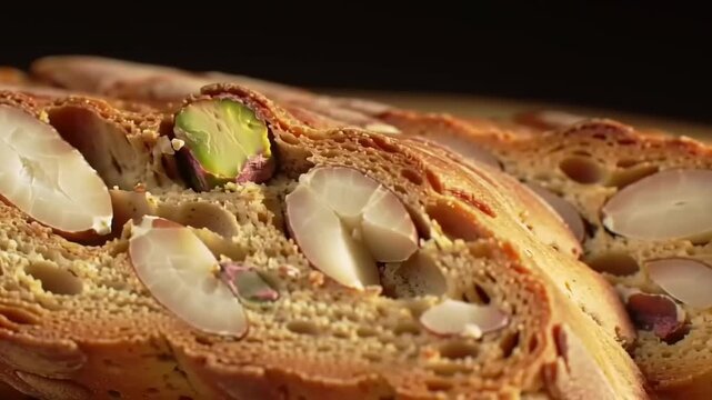 Close up of slices of almond biscotti